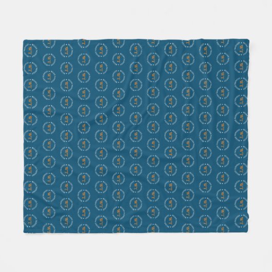 Couverture Polaire Nom (monogramme circulaire) motif alloc Bleu (Devant (Horizontal))
