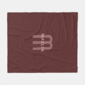 Couverture Polaire Nom Monogramme d'apparence moderne | Rouge marron (Devant (Horizontal))