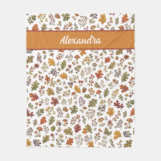 Couverture Polaire Nom Monogramme Feuilles de Champignon Rustique de (Devant)