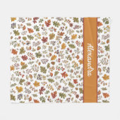 Couverture Polaire Nom Monogramme Feuilles de Champignon Rustique de (Devant (Horizontal))