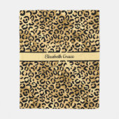 Couverture Polaire Nom Monogramme Imprimé Léopard Noir Or Guépard (Devant)