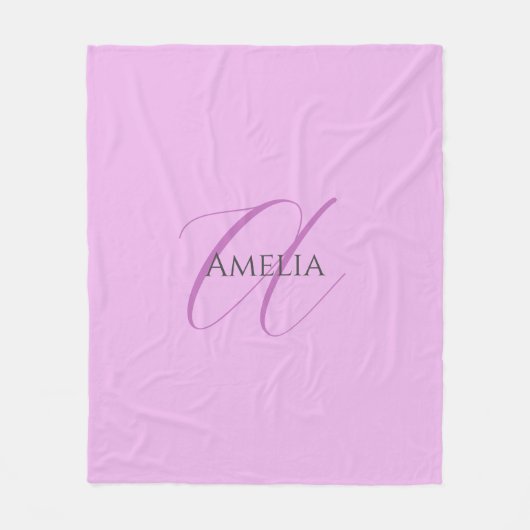 Couverture Polaire Nom Monogramme Lettre initiale Orchid & Lilac (Devant)