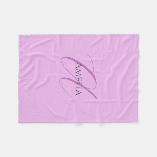Couverture Polaire Nom Monogramme Lettre initiale Orchid & Lilac (Devant (Horizontal))