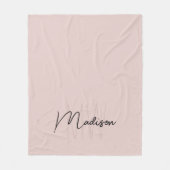 Couverture Polaire Nom Monogramme moderne Script Blush Pink (Devant)