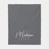 Couverture Polaire Nom Monogramme moderne Script Grey (Devant)