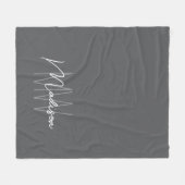 Couverture Polaire Nom Monogramme moderne Script Grey (Devant (Horizontal))