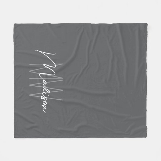 Couverture Polaire Nom Monogramme moderne Script Grey (Devant (Horizontal))