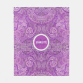 Couverture Polaire Nom monogramme Paisley violet (Devant)