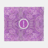 Couverture Polaire Nom monogramme Paisley violet (Devant (Horizontal))
