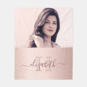 Couverture Polaire Nom monogramme photo en or rose (Devant)