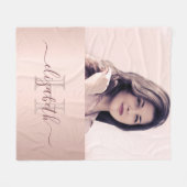 Couverture Polaire Nom monogramme photo en or rose (Devant (Horizontal))