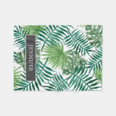 Couverture Polaire Nom monographique des feuilles tropicaux d'aquarel (Devant (Horizontal))