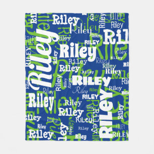 Couverture Polaire Nom Motif Blue Green Typographie Sport Team