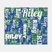 Couverture Polaire Nom Motif Blue Green Typographie Sport Team (Devant (Horizontal))