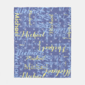 Couverture Polaire Nom + motif initial bleu garçons (Devant)