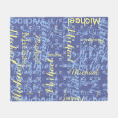 Couverture Polaire Nom + motif initial bleu garçons (Devant (Horizontal))