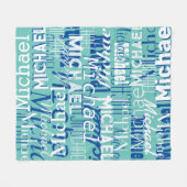 Couverture Polaire Nom Motif Turquoise Bleu Typographie Bleu Empêché  (Devant (Horizontal))
