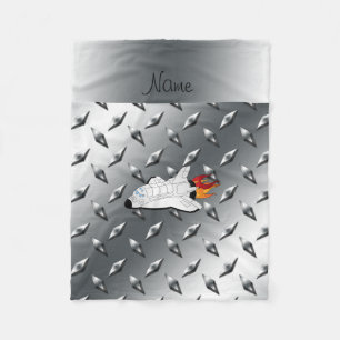 Couverture Polaire Nom navette spatiale argent diamant plaque acier