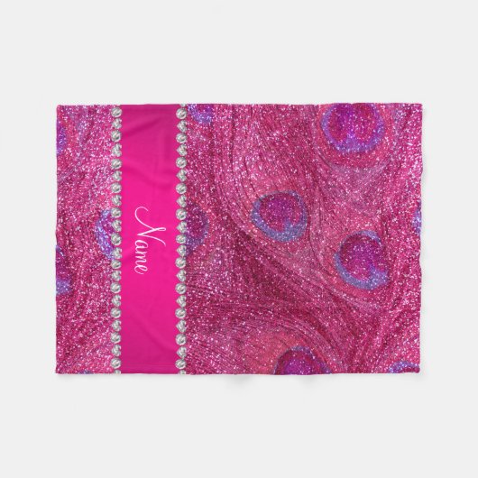 Couverture Polaire Nom neon rose chaud parties scintillant plumes pao (Devant (Horizontal))