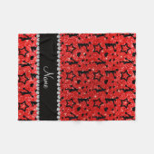 Couverture Polaire Nom neon rouge étoiles de parties scintillant guer (Devant (Horizontal))