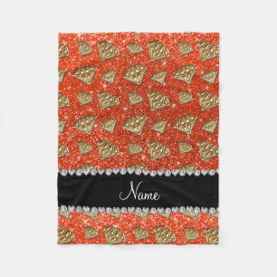 Couverture Polaire Nom or diamant neon orange parties scintillant