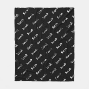 Couverture Polaire Nom ou Motif de mot en cours de répétition noir et