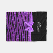 Couverture Polaire Nom parties scintillant violette zèbre rayures pou (Devant (Horizontal))