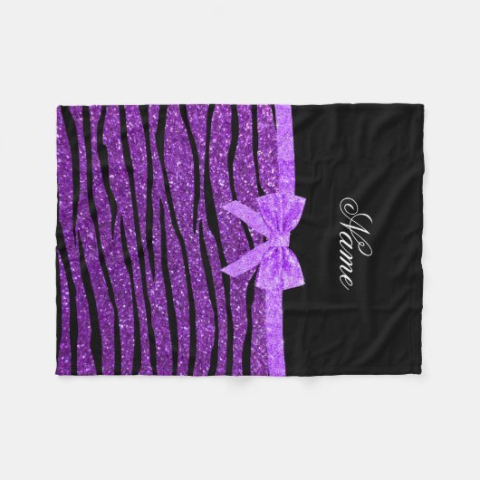 Couverture Polaire Nom parties scintillant violette zèbre rayures pou (Devant (Horizontal))