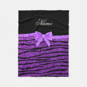 Couverture Polaire Nom parties scintillant violette zèbre rayures pou (Devant)