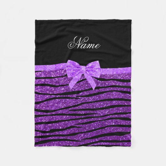 Couverture Polaire Nom parties scintillant violette zèbre rayures pou (Devant)