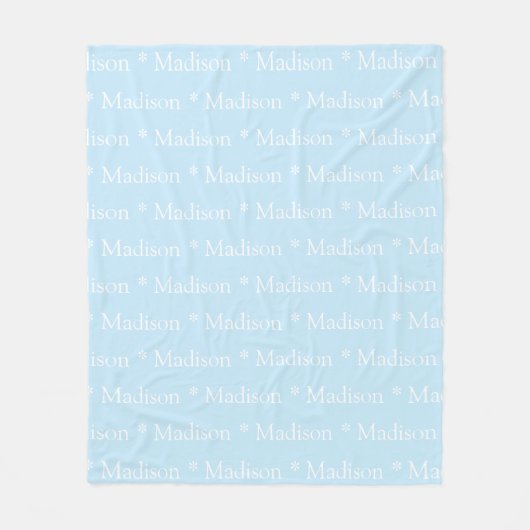 Couverture Polaire Nom personnalisable, texte, bleu clair blanc (Devant)