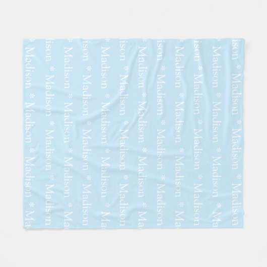 Couverture Polaire Nom personnalisable, texte, bleu clair blanc (Devant (Horizontal))