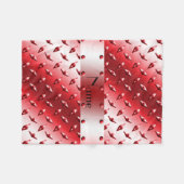 Couverture Polaire Nom personnalisé acier plaque diamant rouge (Devant (Horizontal))