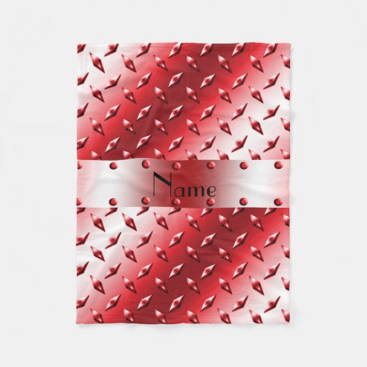 Couverture Polaire Nom personnalisé acier plaque diamant rouge (Devant)