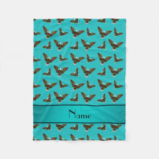 Couverture Polaire Nom personnalisé aigles turquoise (Devant)