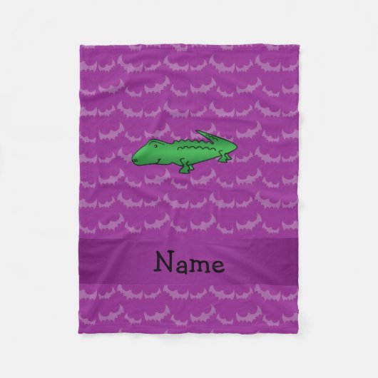 Couverture Polaire Nom personnalisé alligator bats violets (Devant)