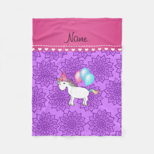 Couverture Polaire Nom personnalisé anniversaire licorne pastel fleur