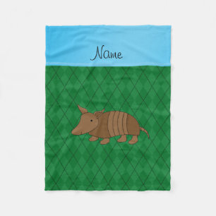 Couverture Polaire Nom personnalisé armadillo Jacquard vert