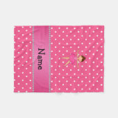 Couverture Polaire Nom personnalisé ballerine rose blanc pois (Devant (Horizontal))