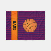Couverture Polaire Nom personnalisé basket-ball bandes violettes (Devant (Horizontal))