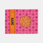 Couverture Polaire Nom personnalisé basketball étoiles rose (Devant (Horizontal))