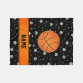 Couverture Polaire Nom personnalisé basketball noir snowlakes (Devant (Horizontal))