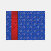 Couverture Polaire Nom personnalisé bâtons de hockey bleu bande rouge (Devant (Horizontal))