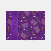 Couverture Polaire Nom personnalisé bâtons de hockey violet filets de (Devant (Horizontal))