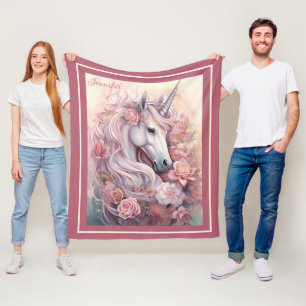 Couverture Polaire Nom personnalisé belle licorne