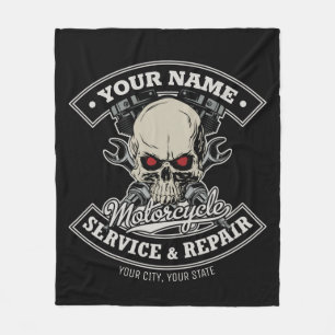 Couverture Polaire Nom personnalisé Biker Mécanique Skull Motorcycle