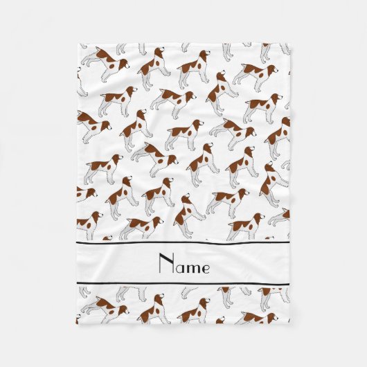 Couverture Polaire Nom personnalisé blanc bretagne spaniel chiens (Devant)