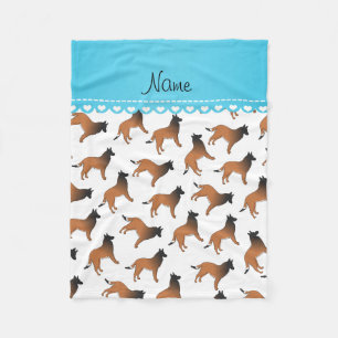 Couverture Polaire Nom personnalisé blanc de tervuren belge chiens
