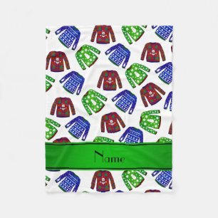 Couverture Polaire Nom personnalisé blanc moche motif de chandail de