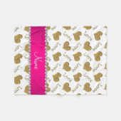 Couverture Polaire Nom personnalisé blanc or coeurs maman amour (Devant (Horizontal))